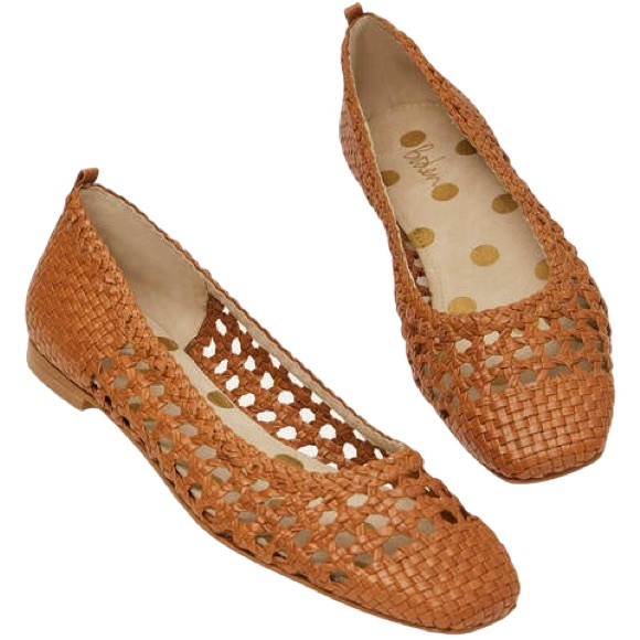 Boden Shoes Boden Olive Ballerina Tan Woven Slip On Square Toe